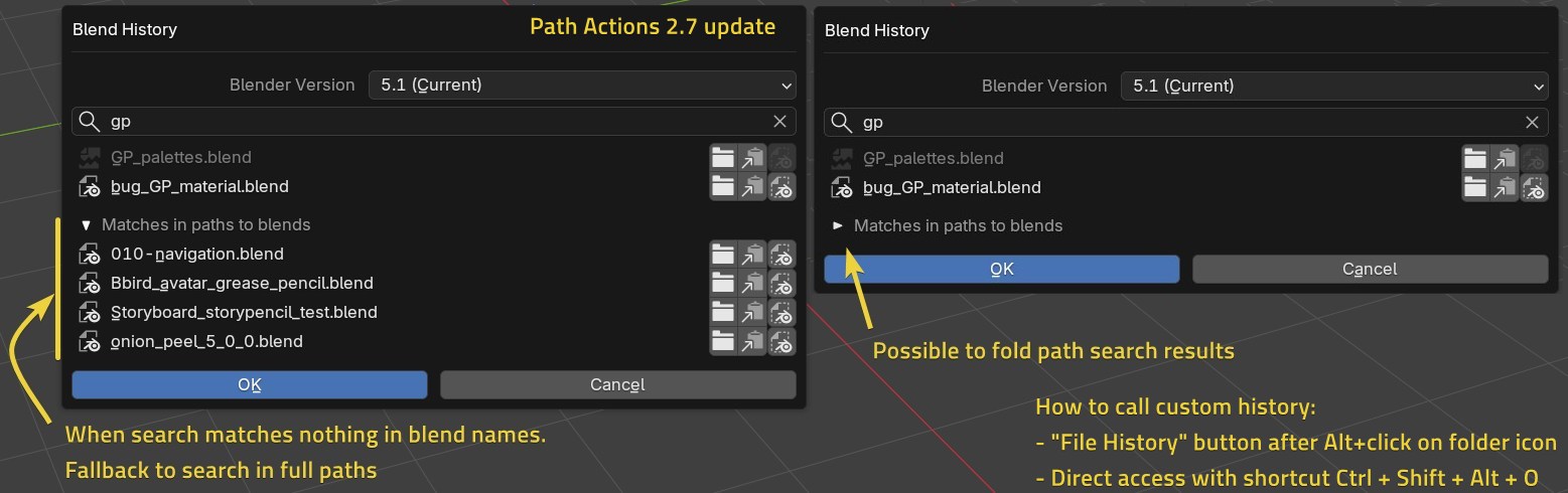 custom history with path fallback search extra list