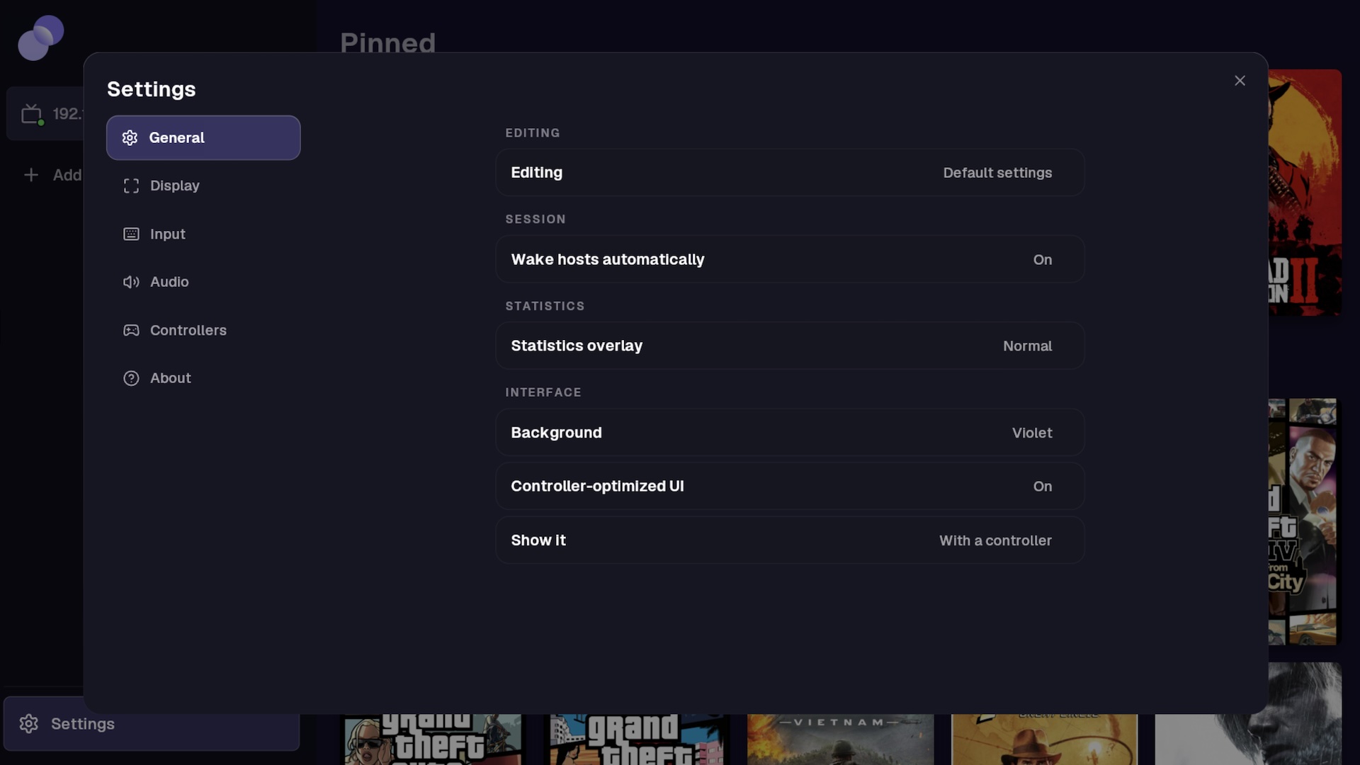 Console - Settings