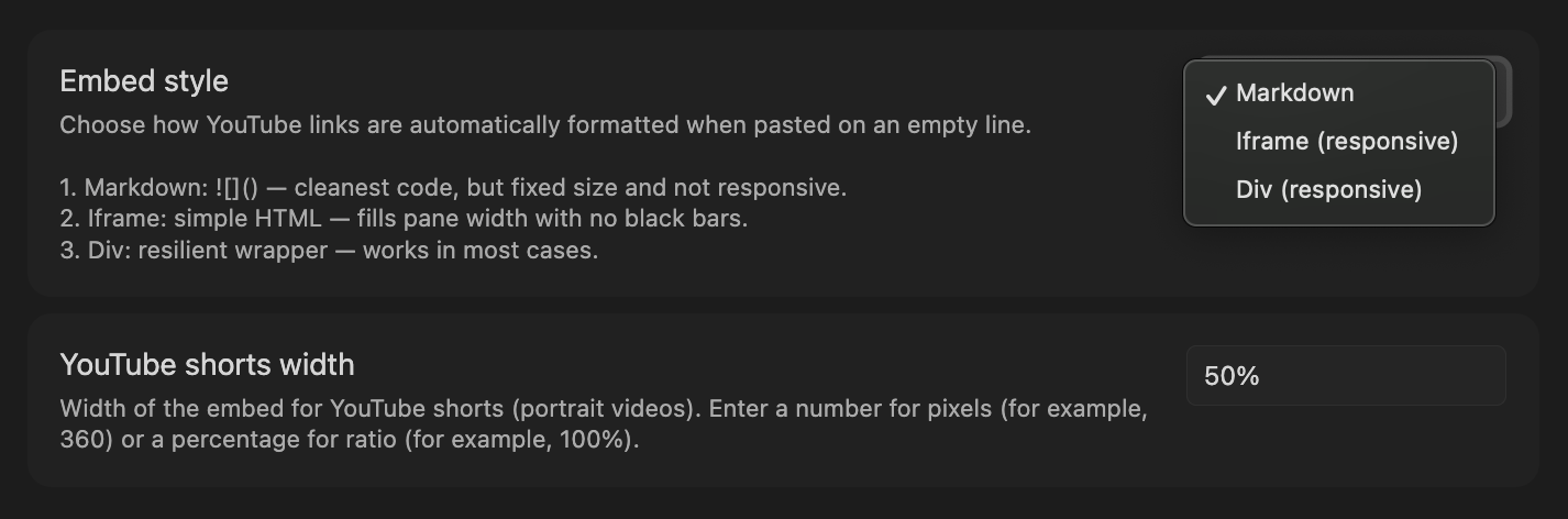 Media Embed options