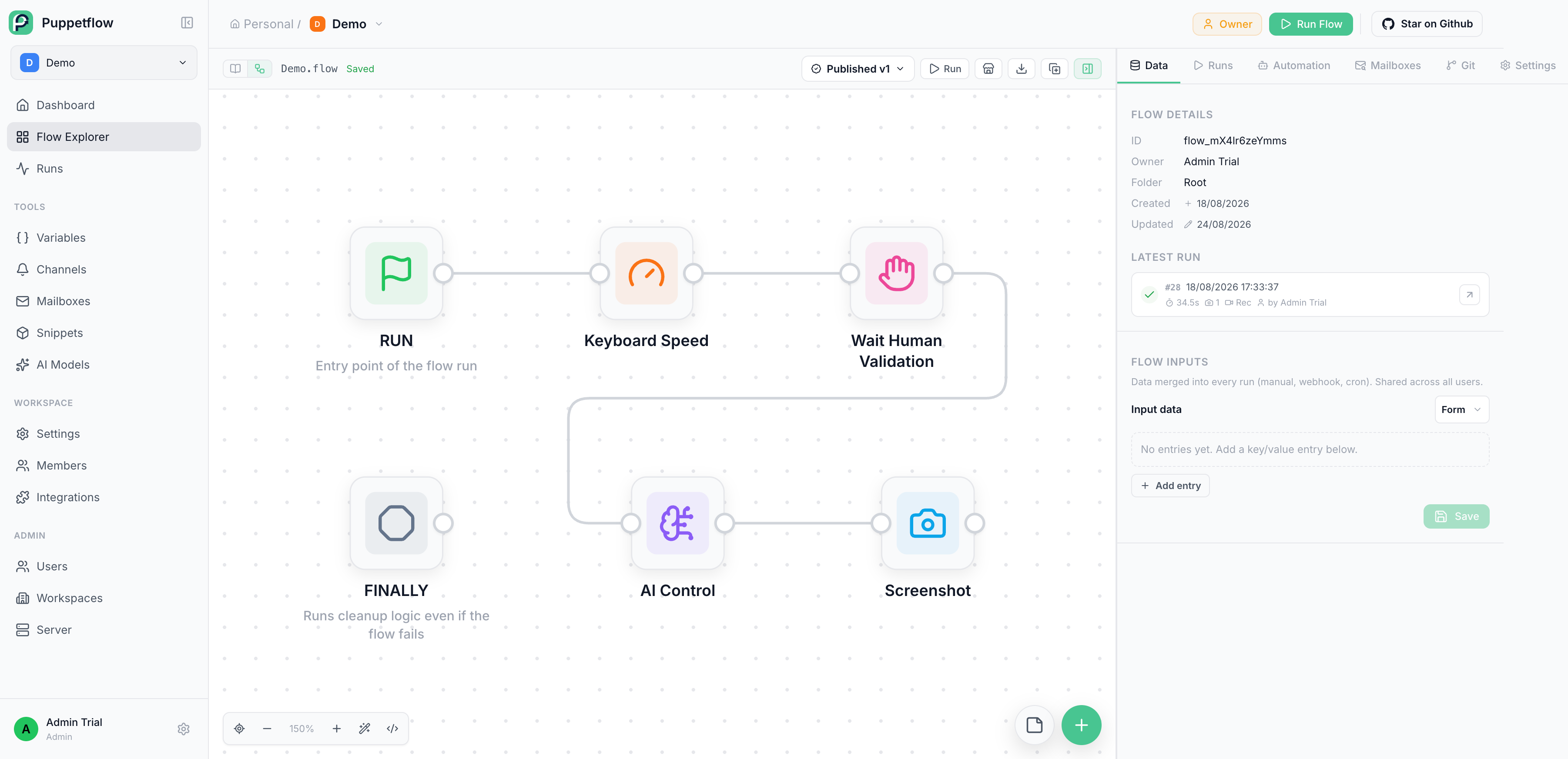Puppetflow visual flow builder