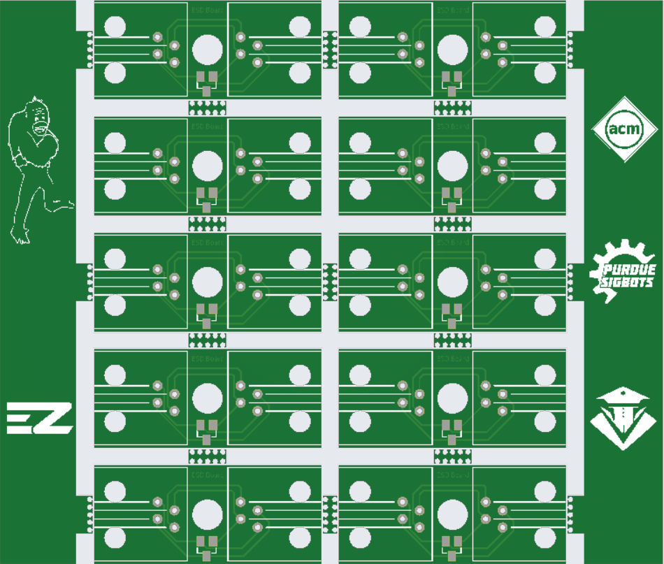 Model of a panelized sheet of ESD protection boards.