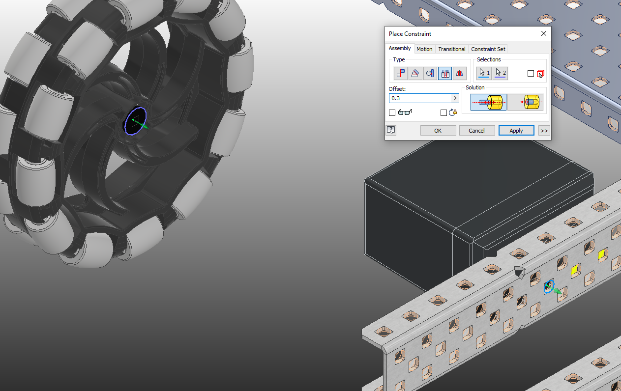 Insert Constraint between Wheel and C-Channel