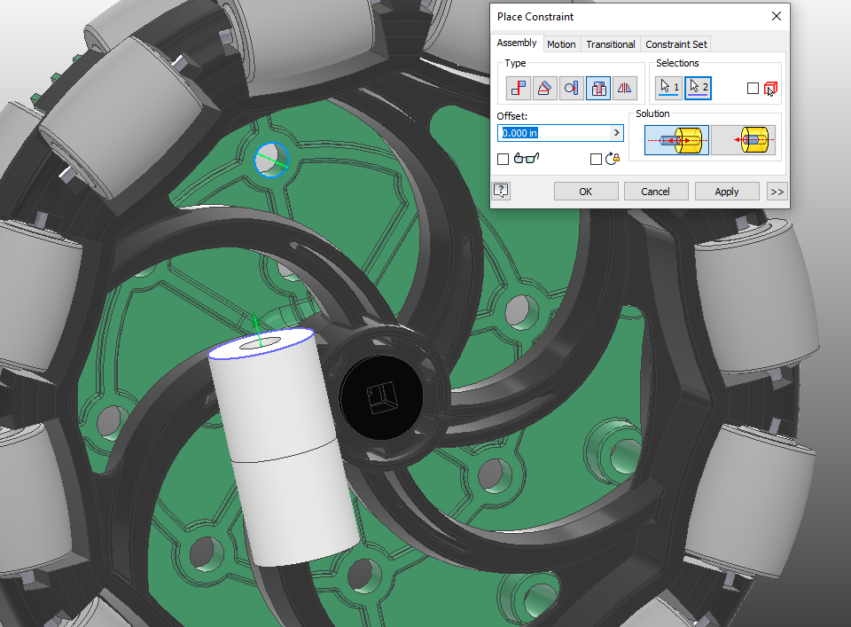 Insert Constraint between Spacer and Gear