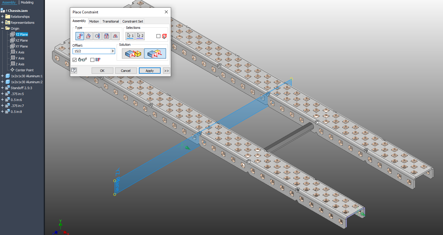 Flush Constraint between C-Channel and YZ Plane