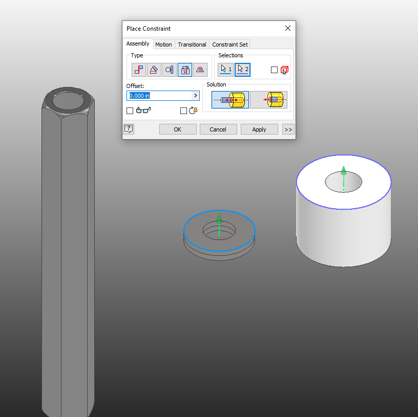 Insert Constraint between Washer Stack and Spacer