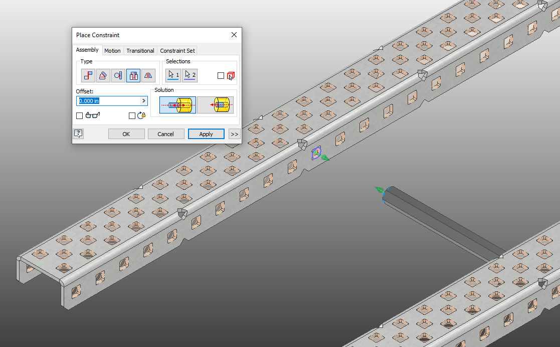 Insert Constraint between Standoff and C-Channel