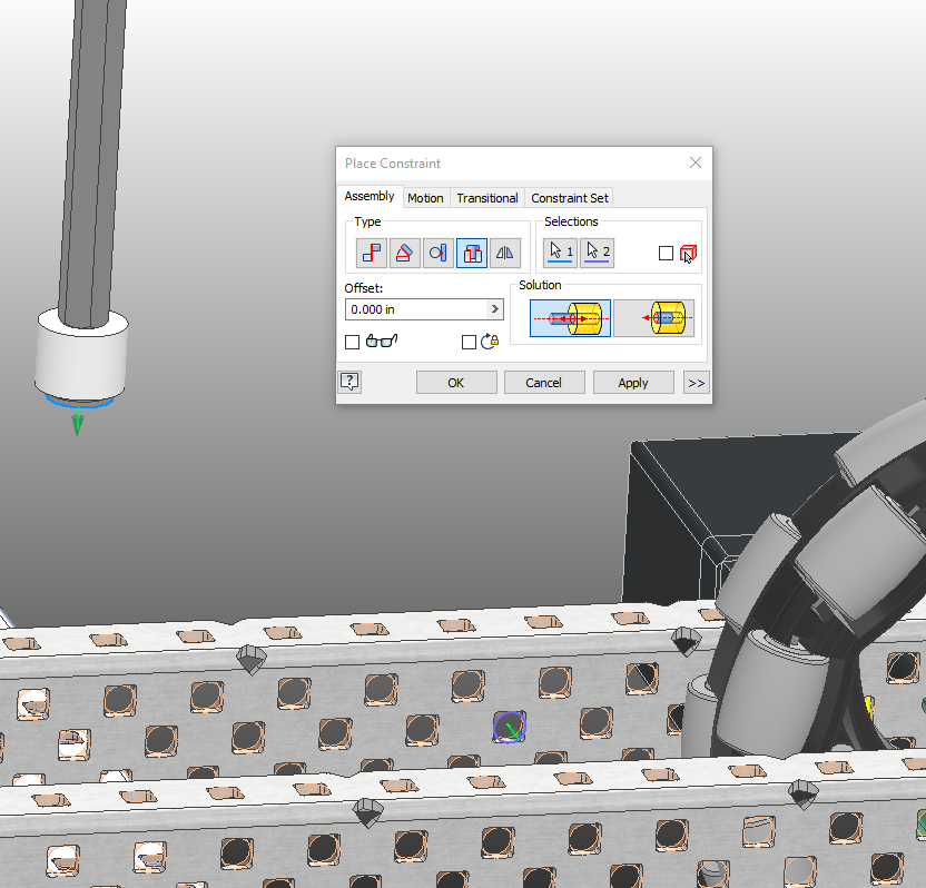 Insert Constraint between Washer and C-Channel