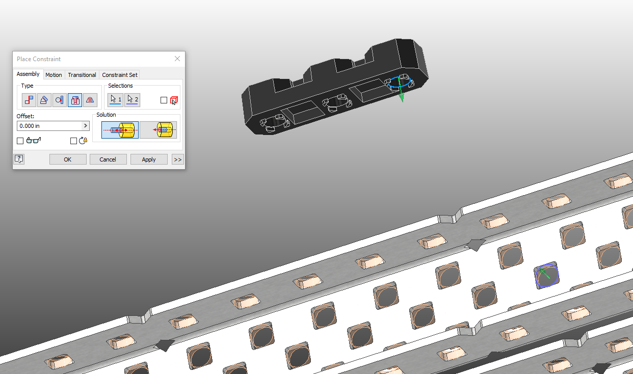 Insert Constraint between Bearing and C-Channel