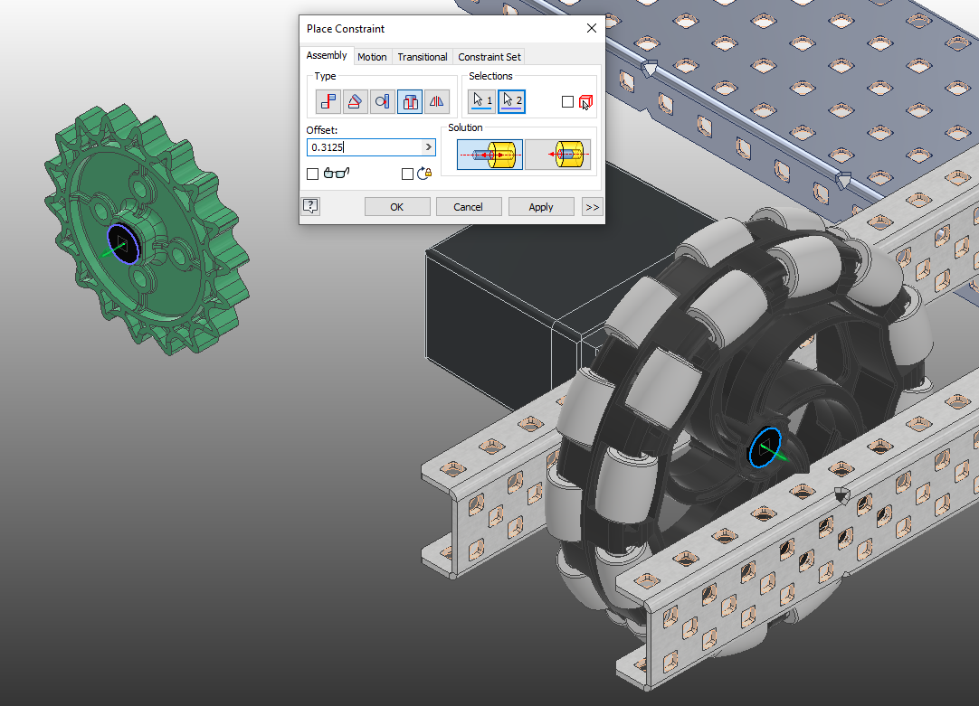 Insert Constraint between Sprocket and Wheel