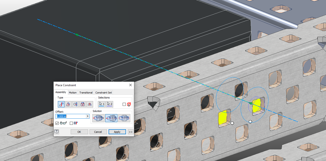 Mate Constraint between Motor and C-Channel