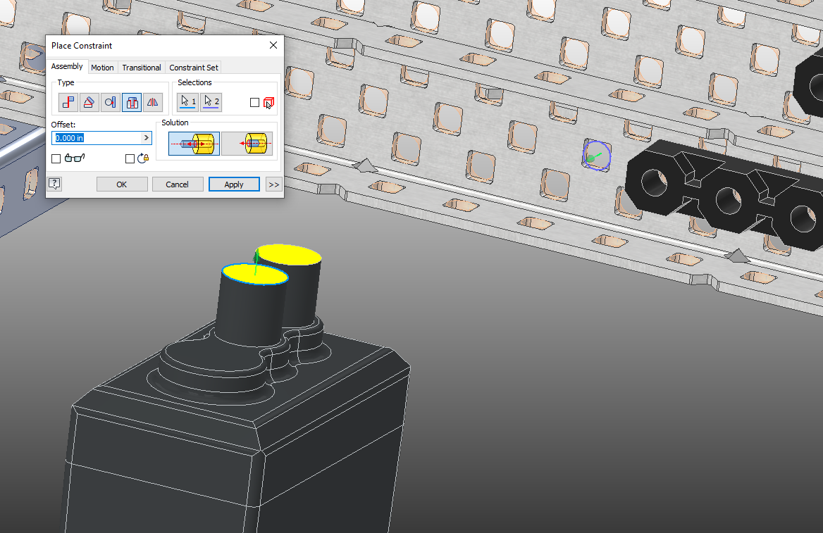 Insert Constraint between Motor and C-Channel