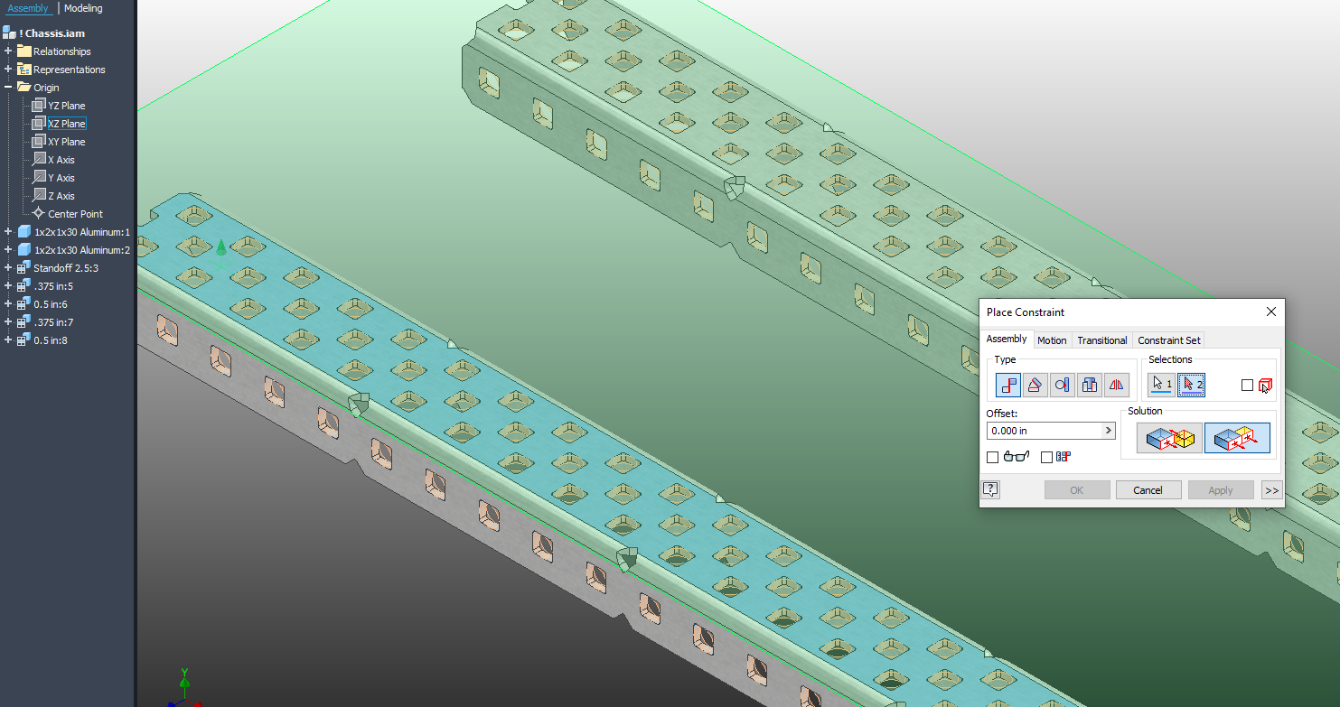 Flush Constraint between C-Channel and XZ Plane