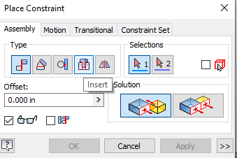 Constraint Window with Insert Selected