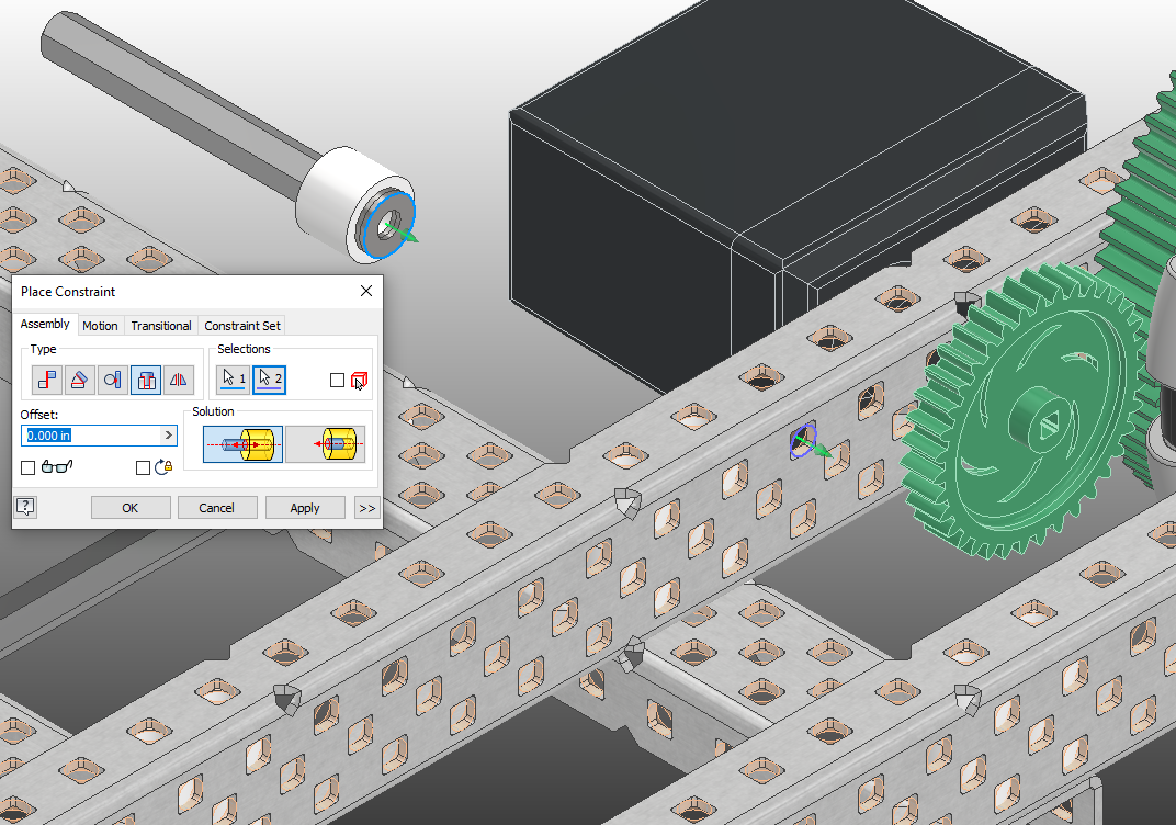 Insert Constraint between Washer and C-Channel