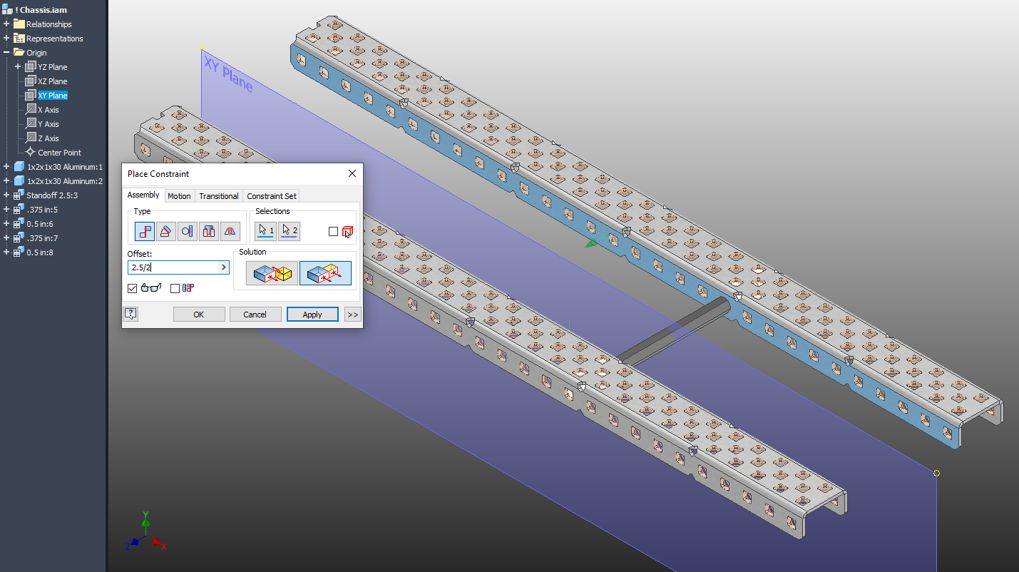 Flush Constraint between C-Channel and XY Plane