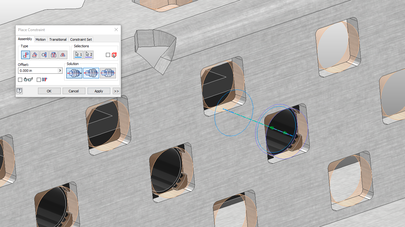 Mate Constraint between Bearing and C-Channel