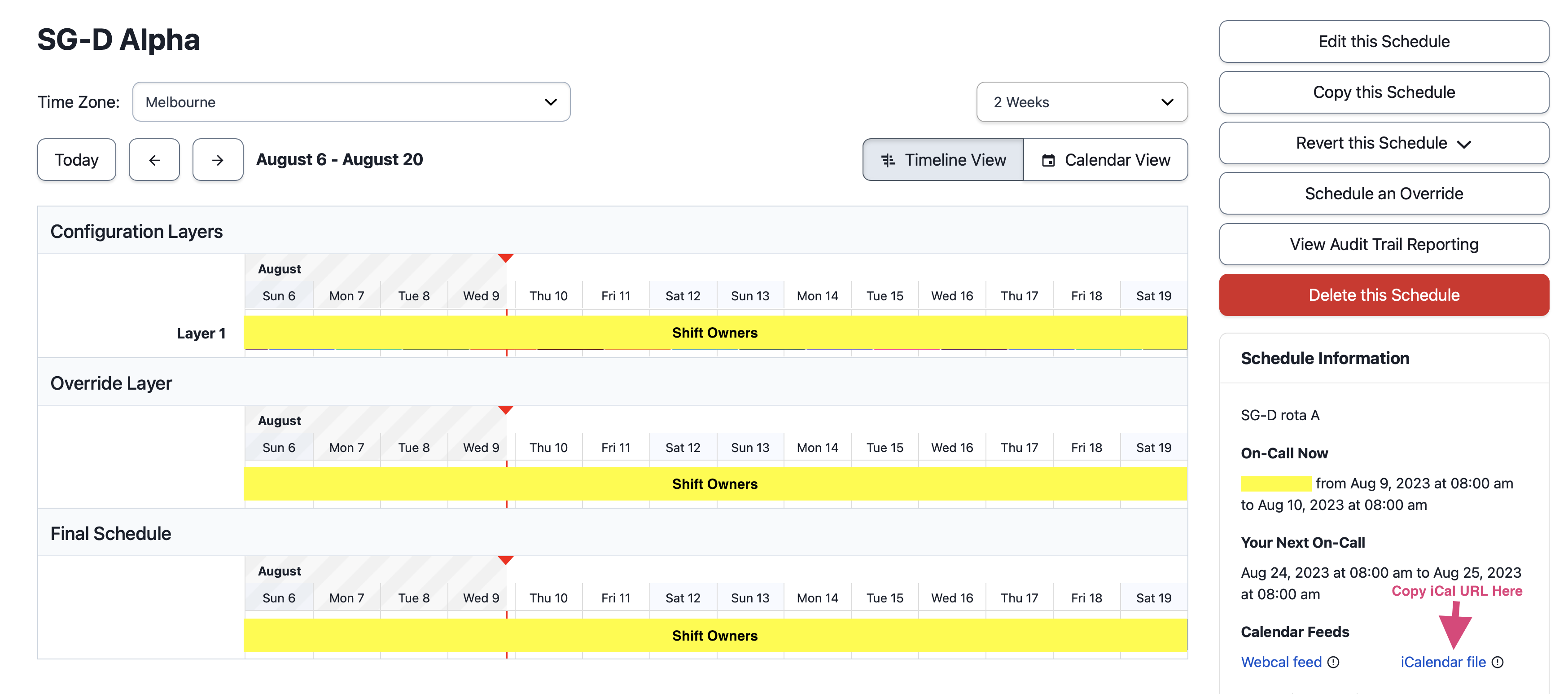 Schedule Page