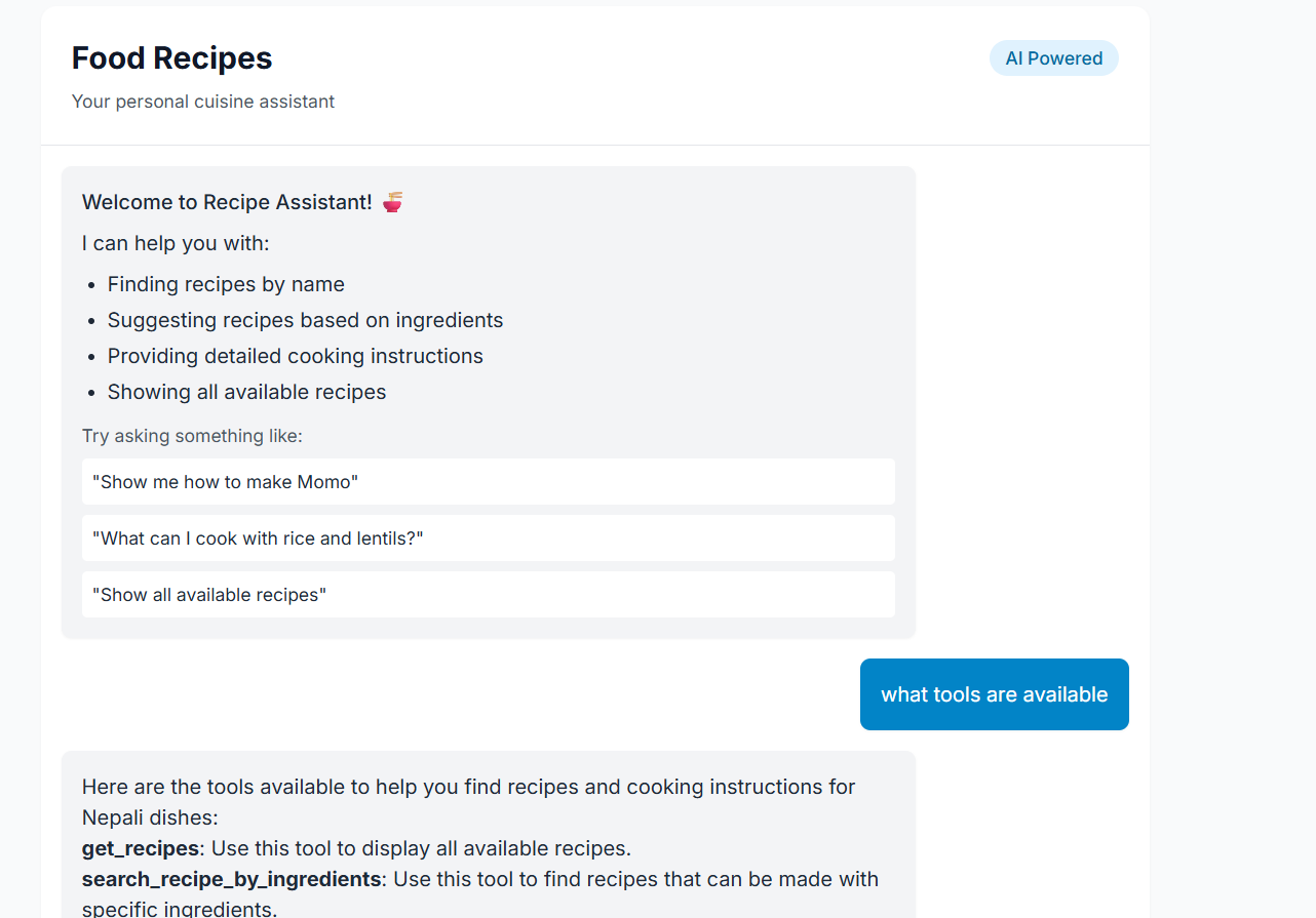 Food Recipes UI Example