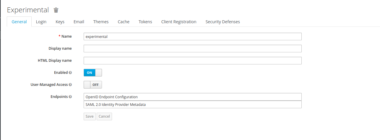 Keycloak realm settings