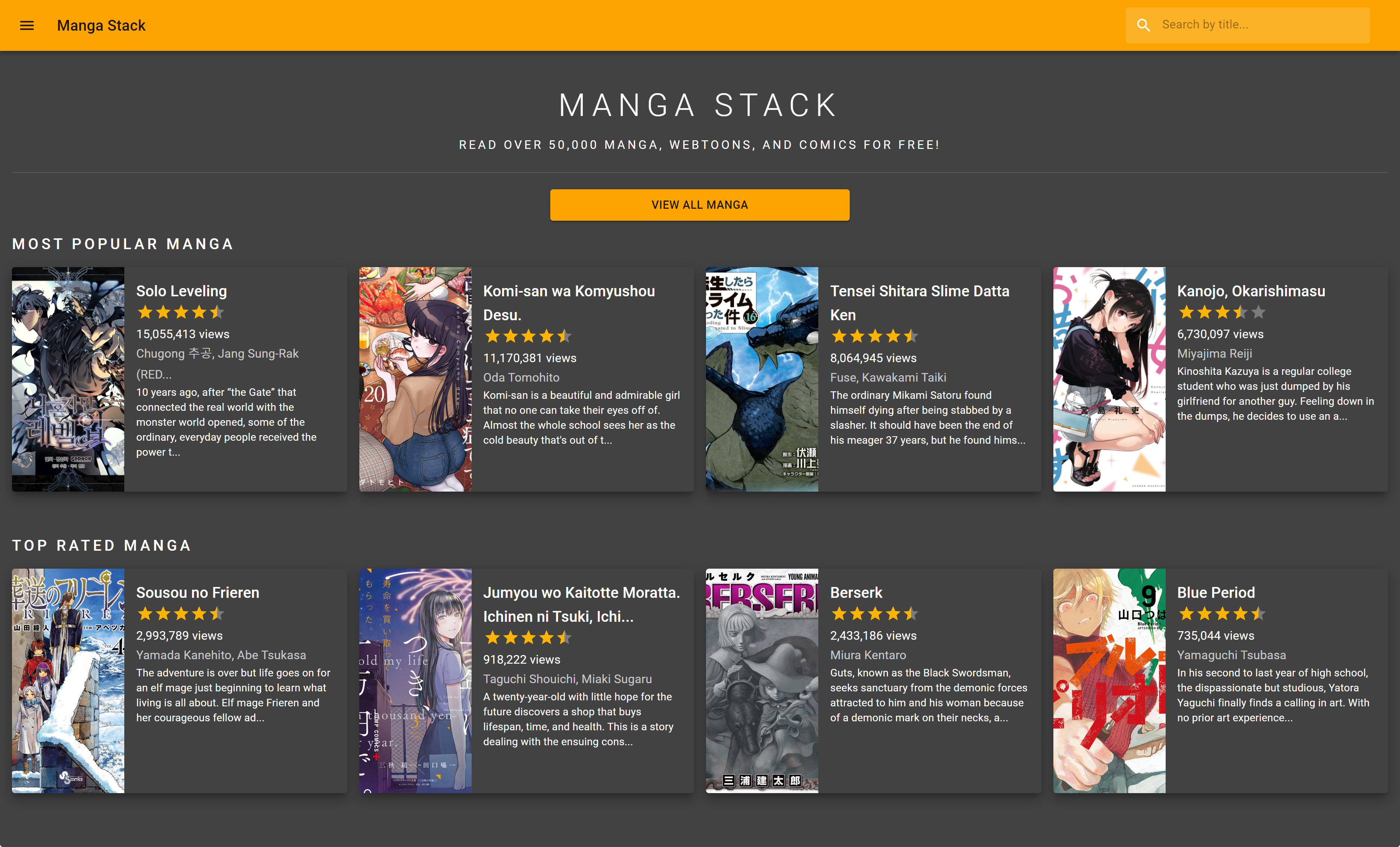 MangaStack Home Page