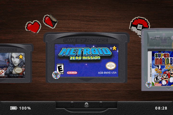 A holographic trophy seal on the bottom-left corner of a cartridge label on the RG SP.