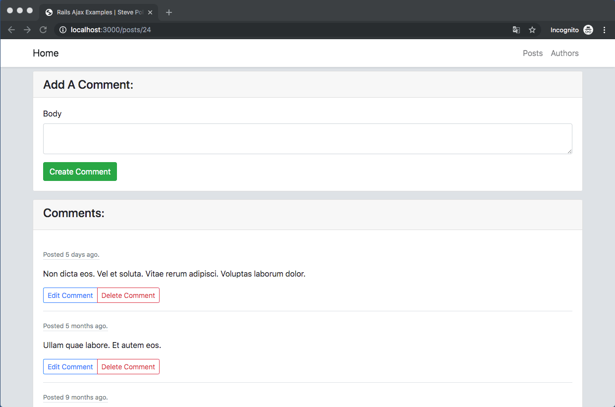 Adding a comment via AJAX in Rails