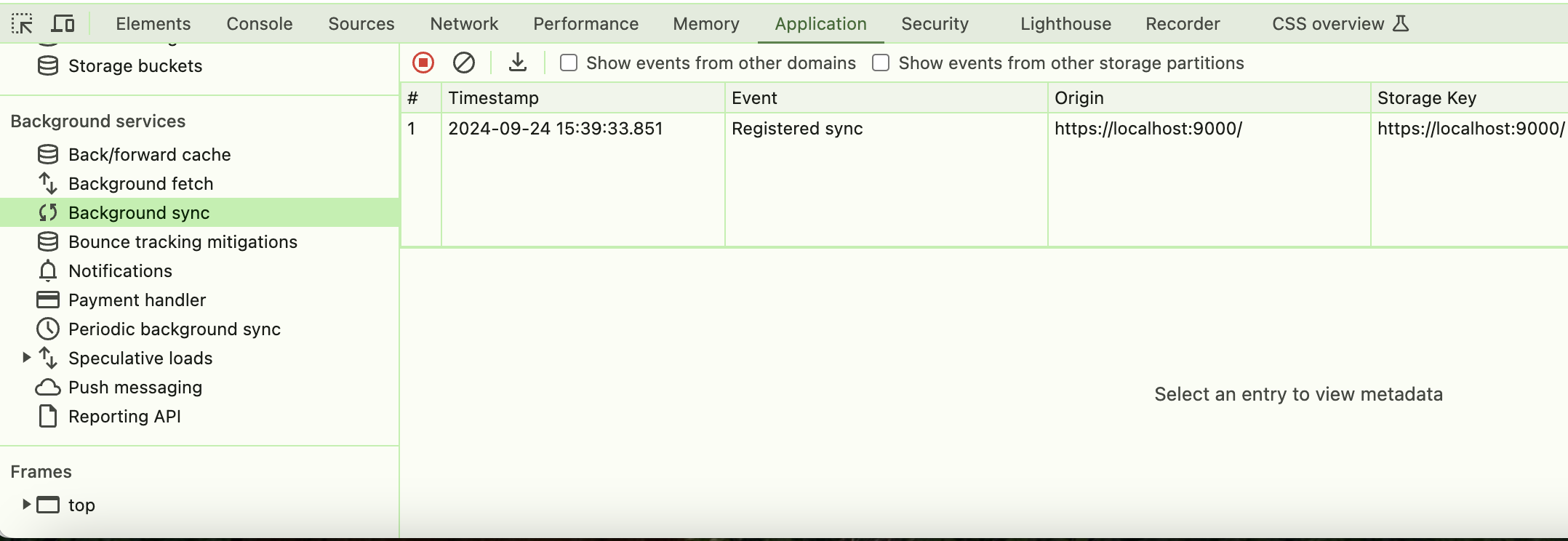 Registered sync event