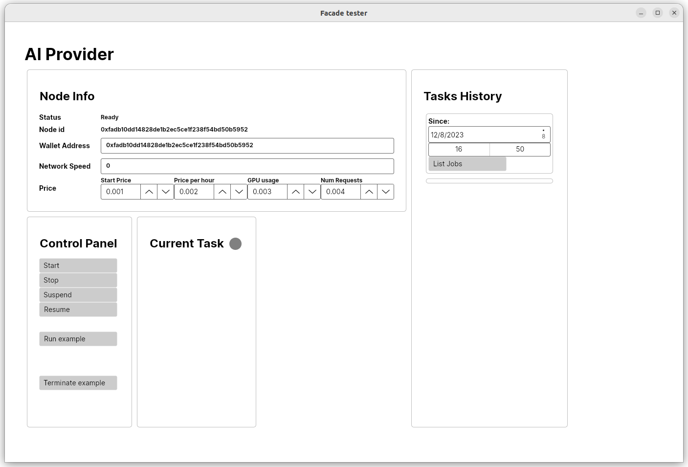 Facade GUI with Golem running