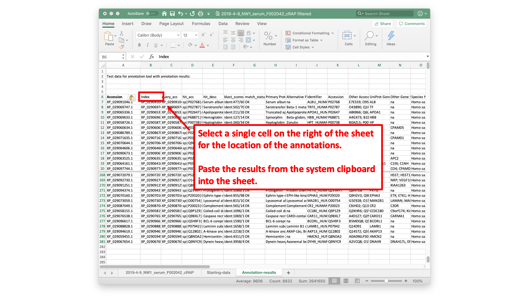 Excel after annotations