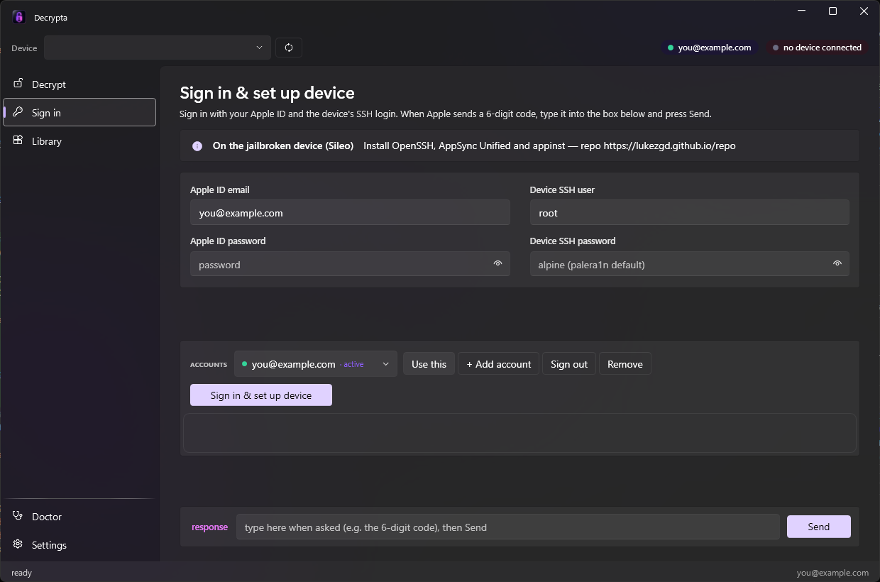 Sign in tab (in-app 2FA)