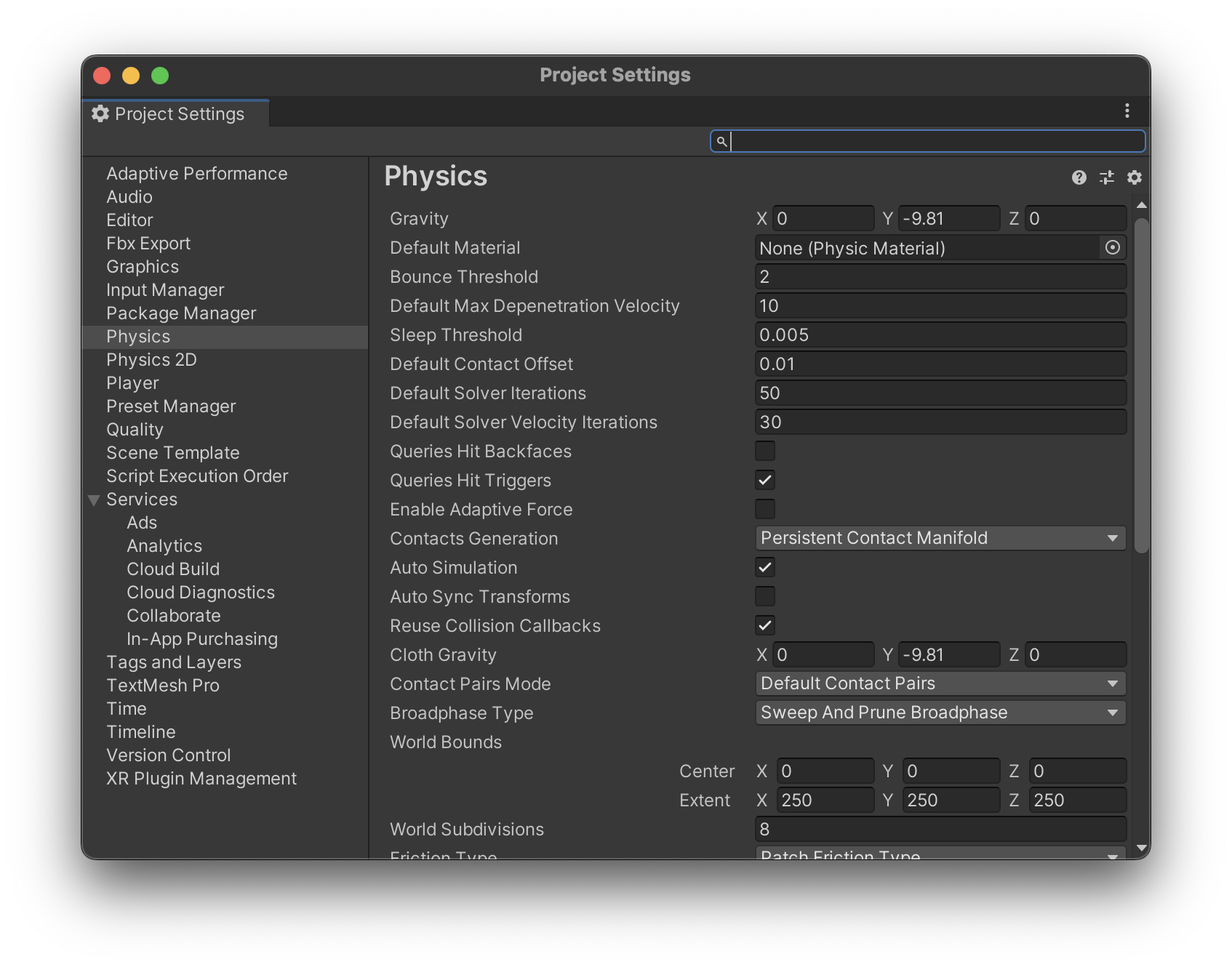 Physics Properties