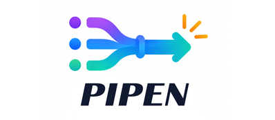 pipen logo showing a stylized pipeline diagram with interconnected nodes
