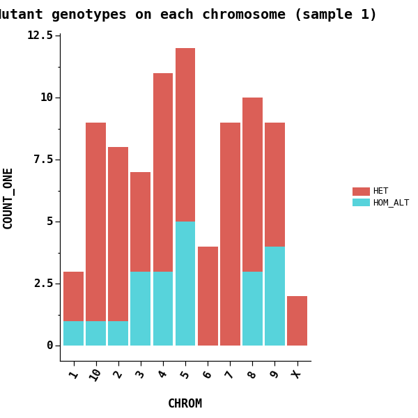 Mutant genotypes on each chromosome