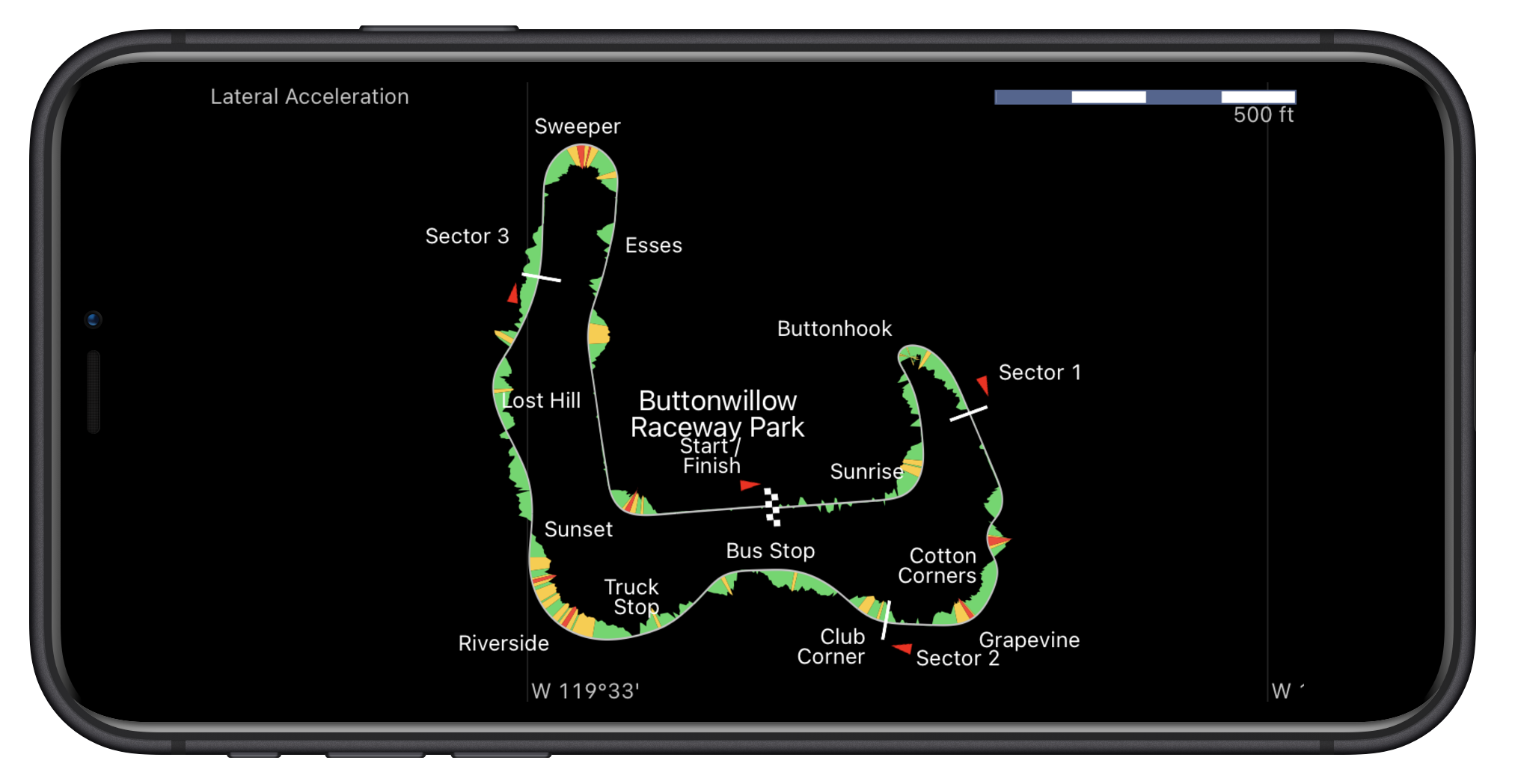 Map of Buttonwillow lateral acceleration