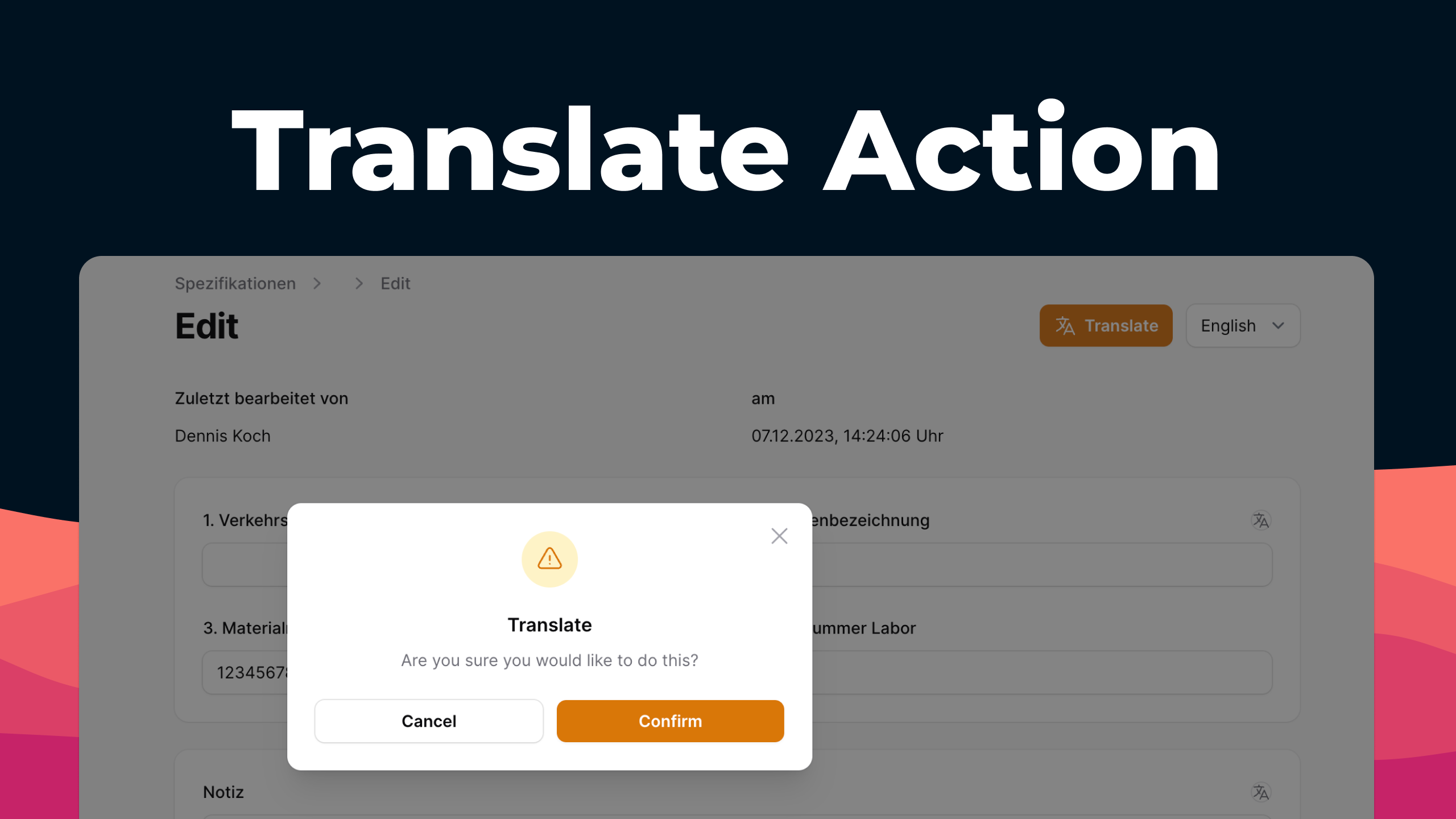 Translate Action - Filament