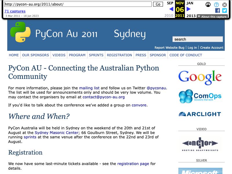 http://web.archive.org/web/20111106005504/http://pycon-au.org/2011/about/