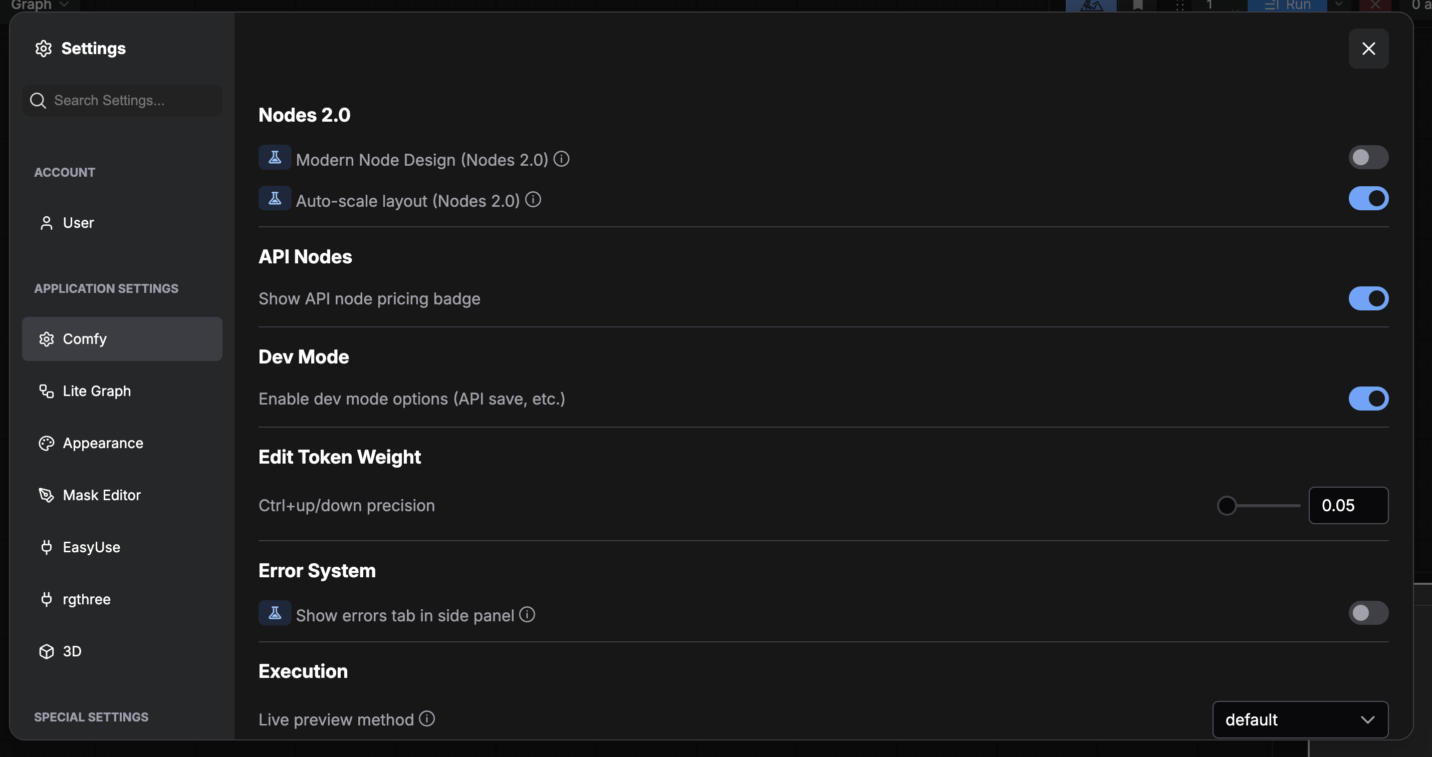 Dev Mode Options