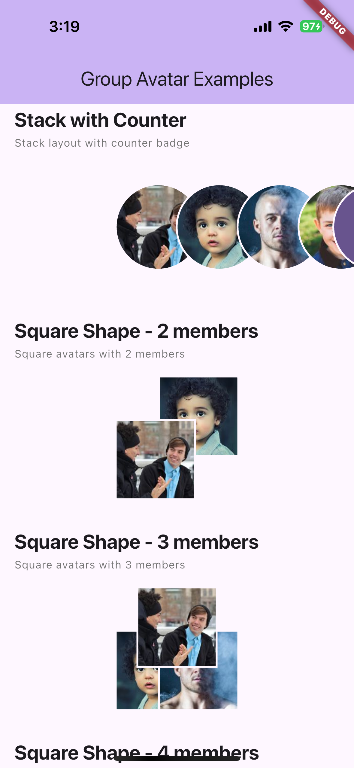 Stack with Counter and Square Shapes