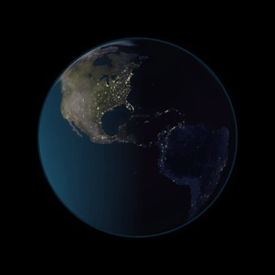 Animated preview: a 24-hour time-lapse of day and night moving across the globe. Click to open the live demo.