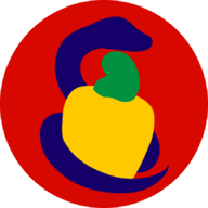 Logo Python Nordeste 2022 (cobra python enrolado num caju com fundo vermelho)