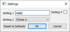 Example settings dialog