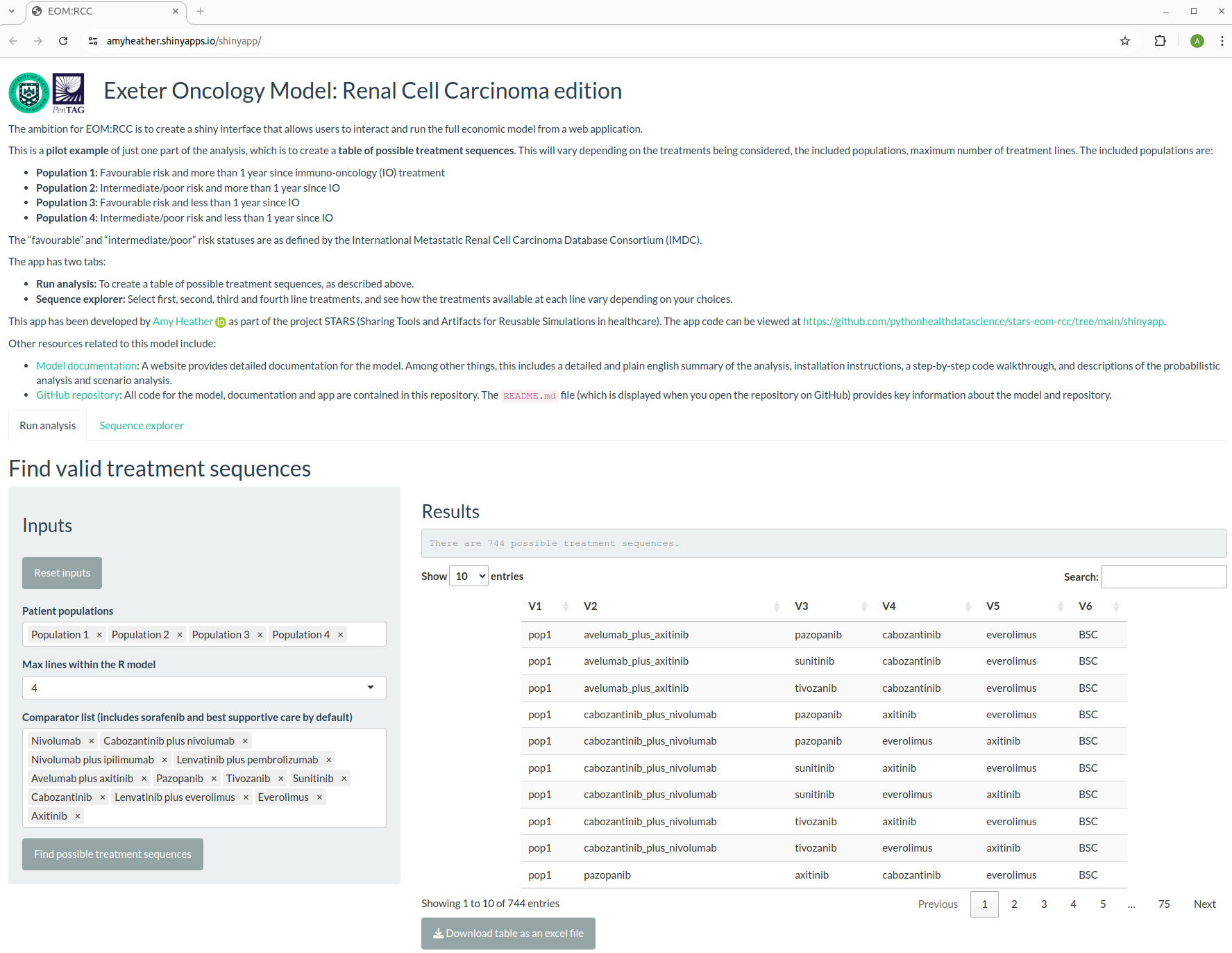 Web application preview - main tab.