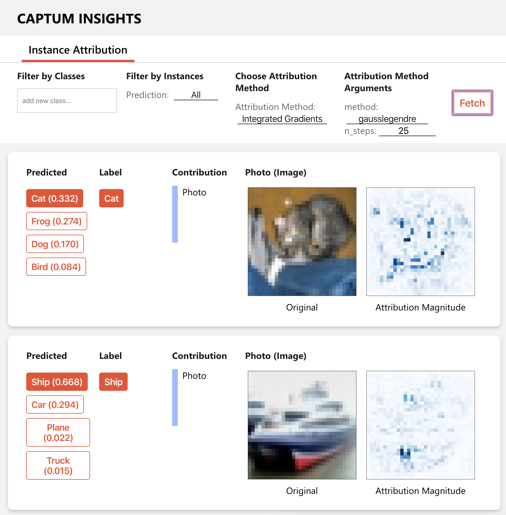 Captum Insights Screenshot