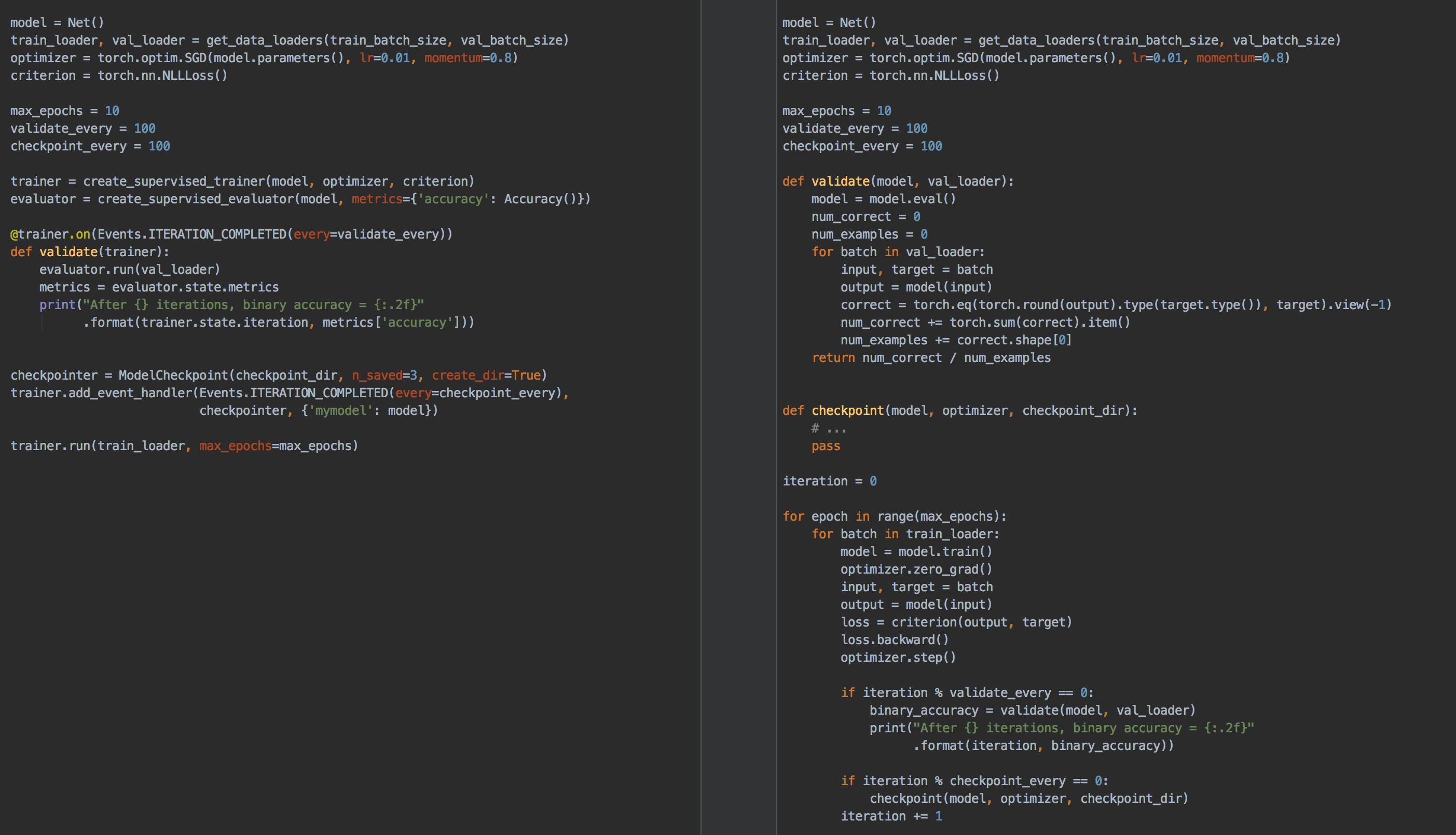 ignite vs pytorch