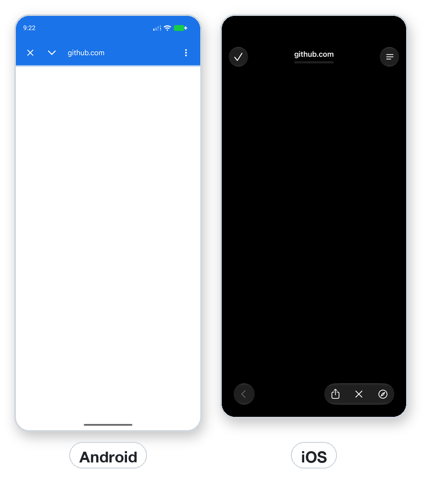 The in-app browser on Android and iOS.