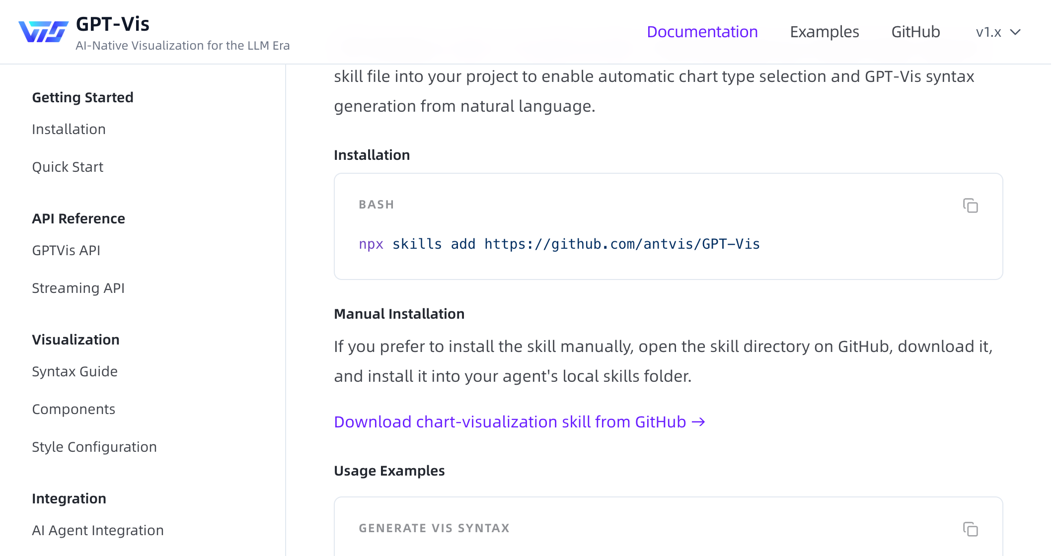 Docs manual installation section