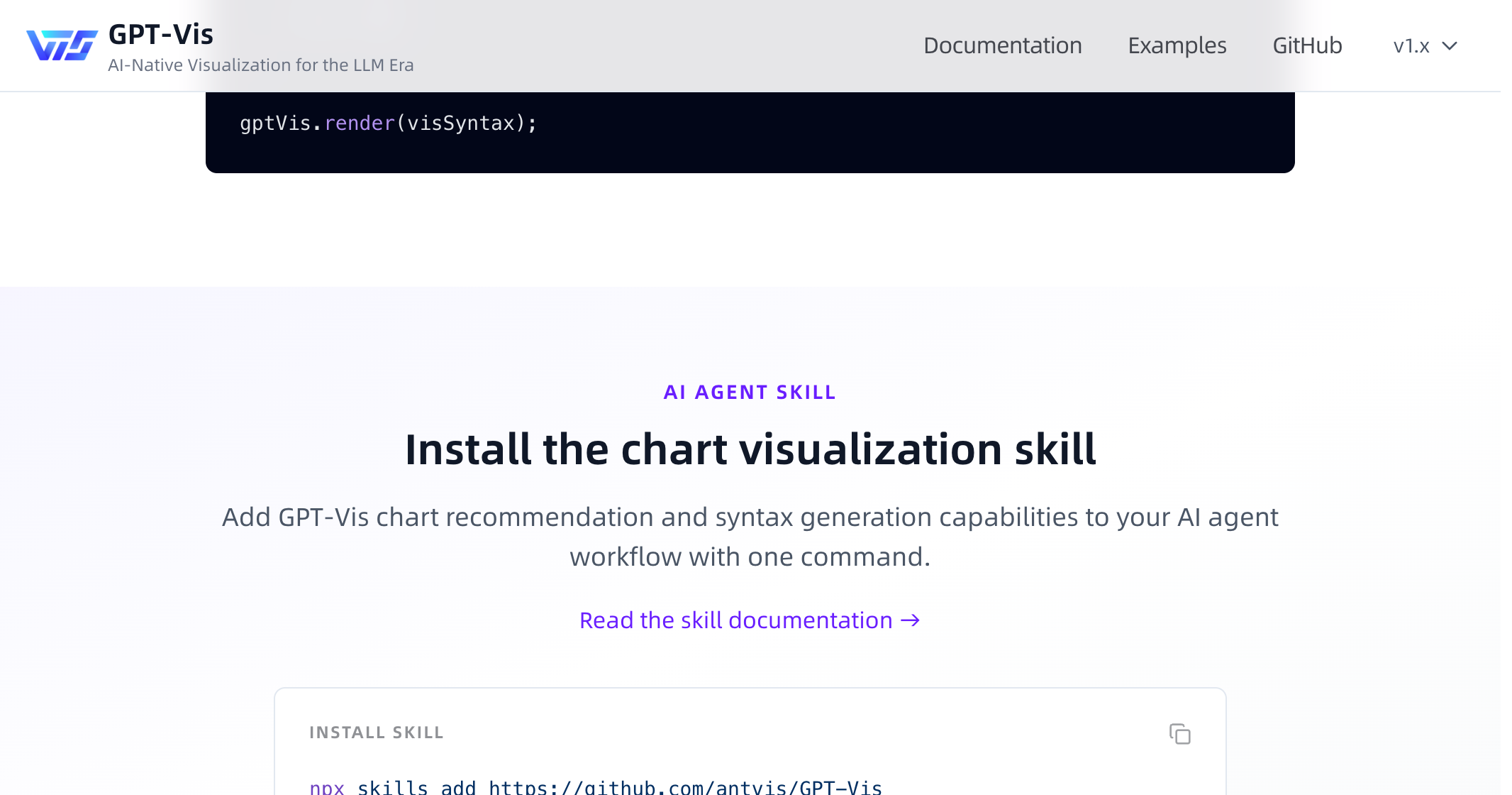 Homepage skill install section