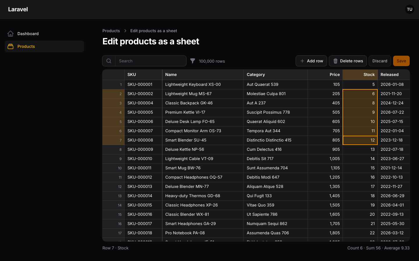 The sheet in dark mode