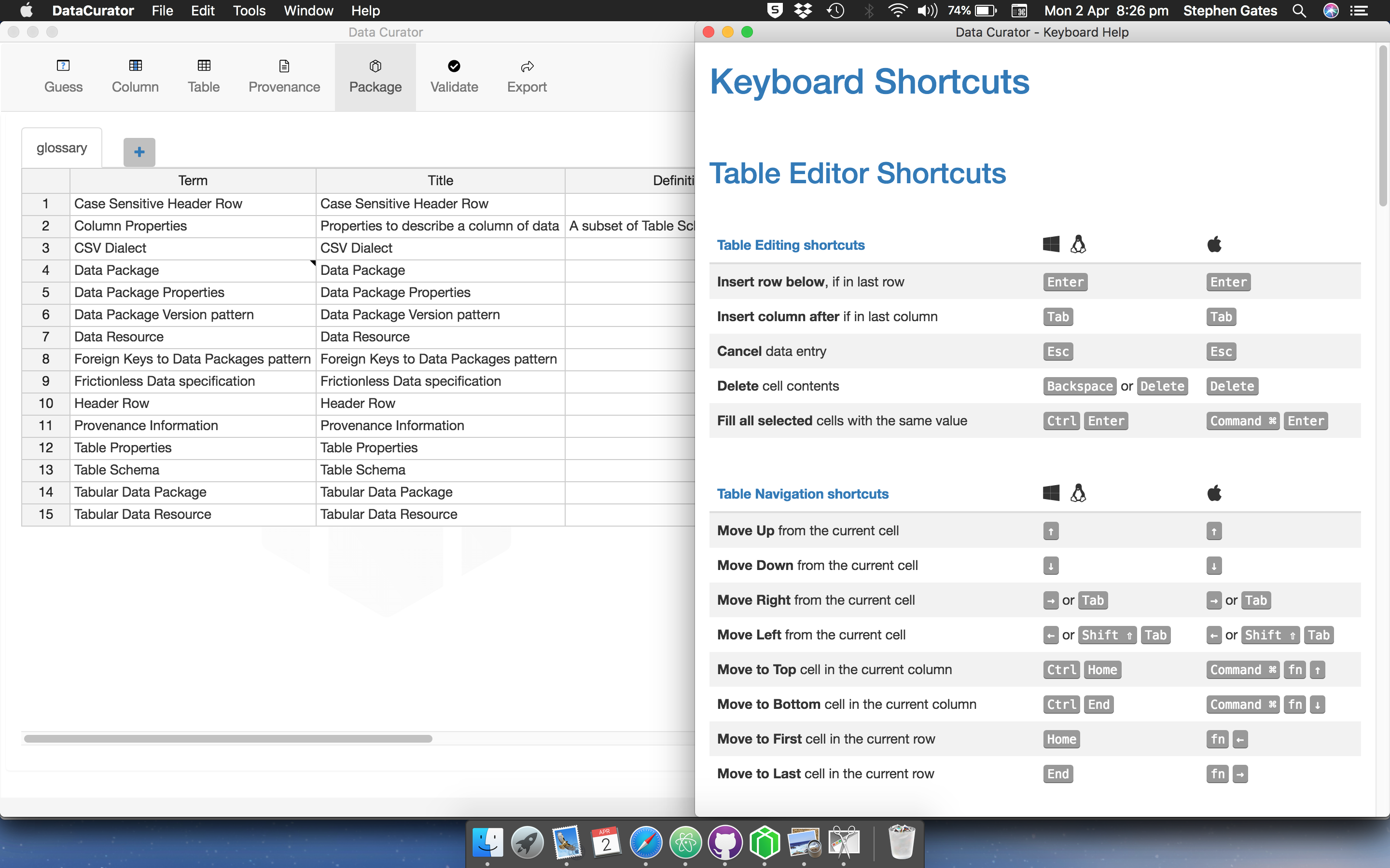 Show keyboard shortcuts user interface