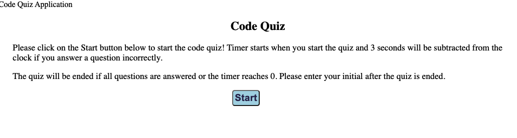 image for Code Quiz start page